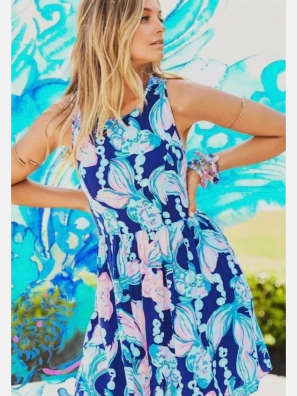Lilly Pulitzer Kassia Fit & Flare True Blue Going Coastal Dress